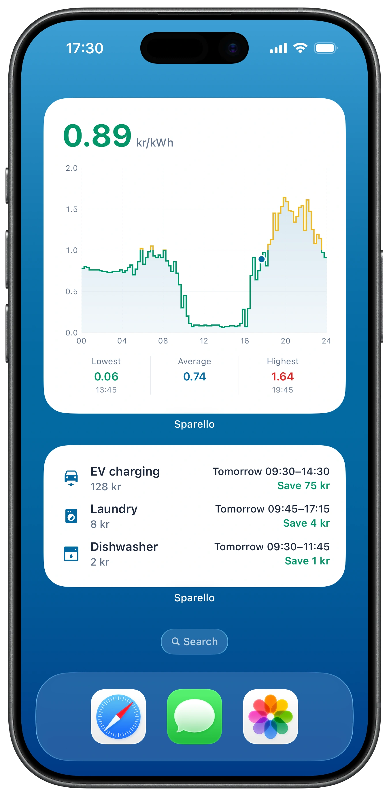 Home screen with widgets