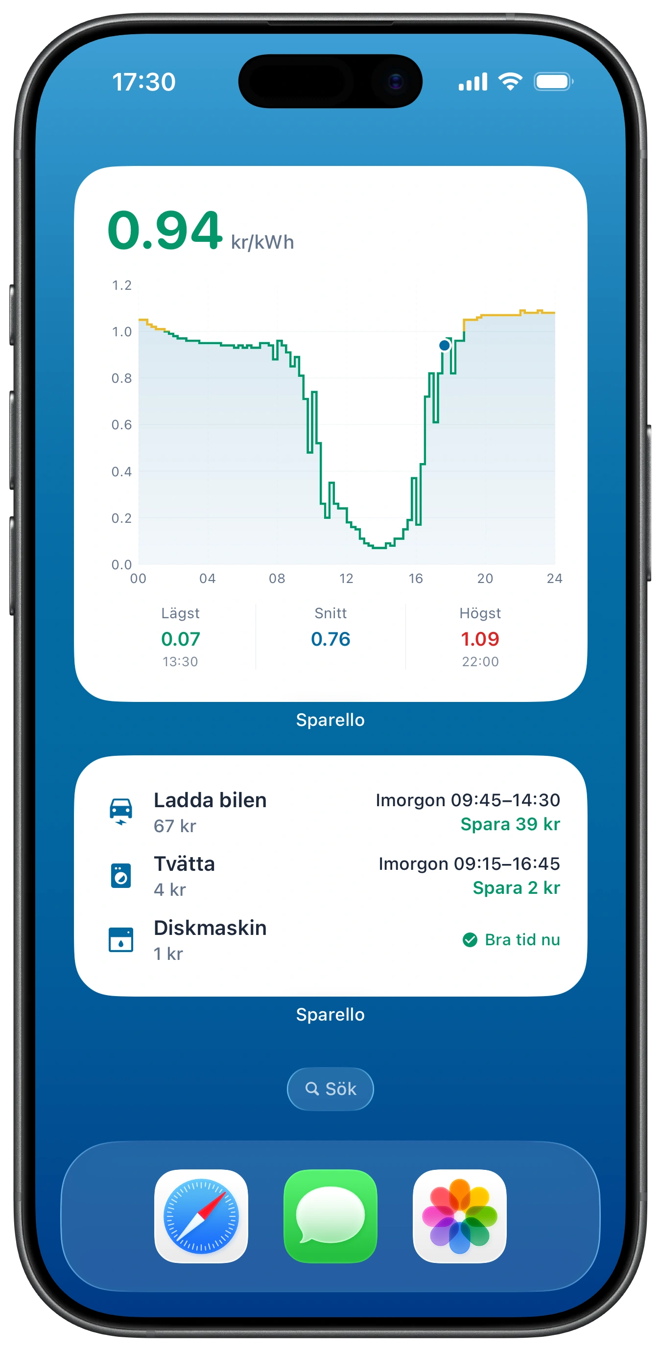 Hjem-skjerm med widgets