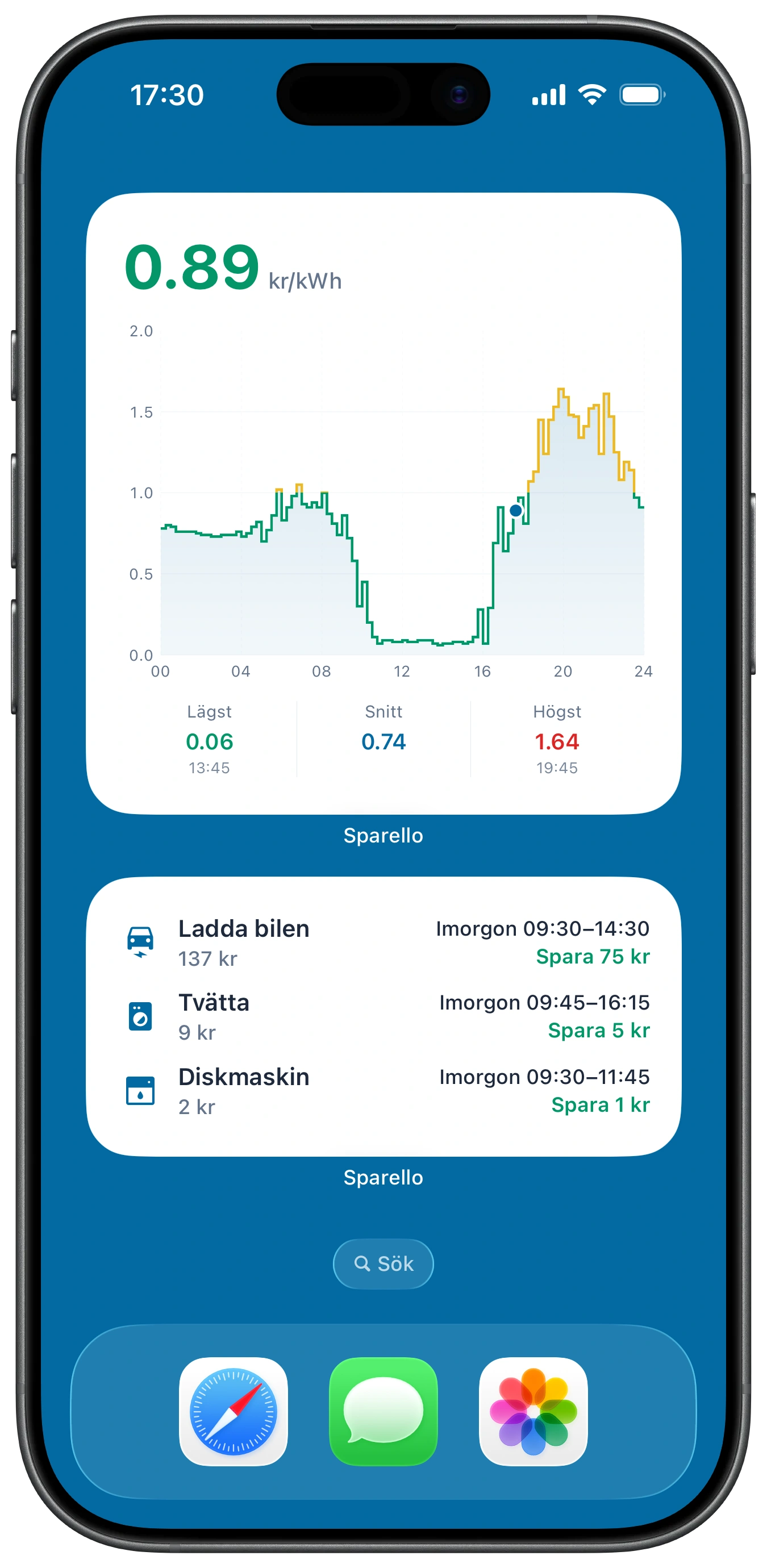 Hemskärm med widgets